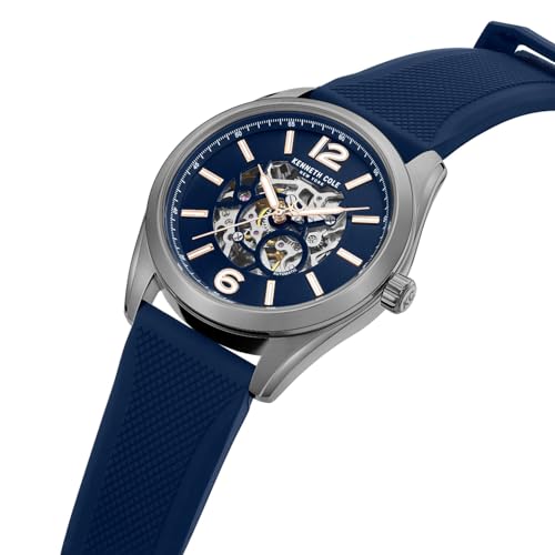 Image of Kenneth Cole Automatic Blue Round Dial Men's Watch | Silicon Strap Material | Watches for Men Analog - KCWGZ0104001MNW