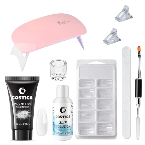 TOXIC FREE I NAIL ART KIT I POLYGEL NAIL KIT I POLYGEL NAIL EXTENTION KIT for Builder Gel UV Nail Art Kit Nail Extension Set [CLEAR POLYGEL KIT]