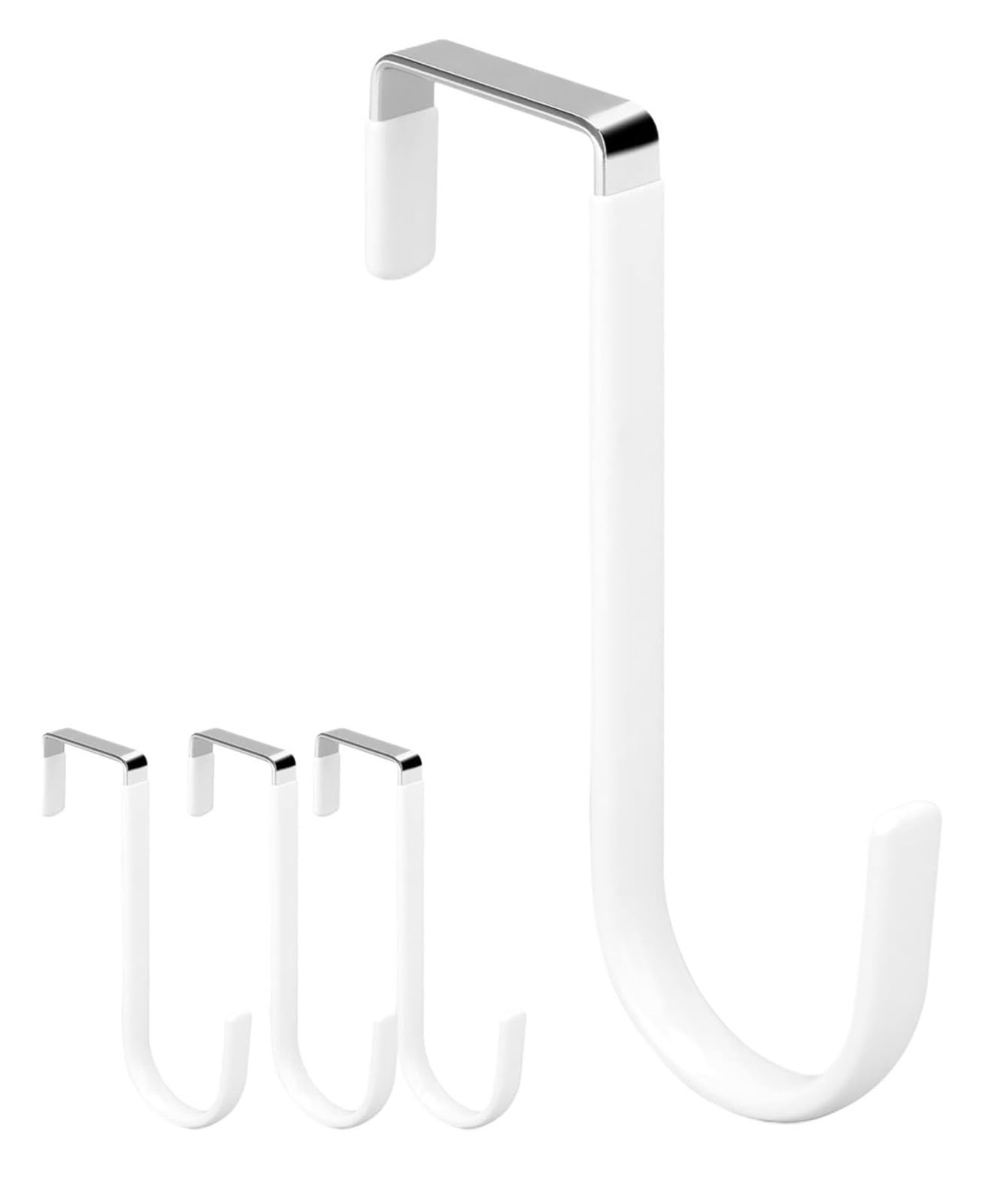 BARRINS Over The Door Hooks Over Door Hooks, 4 Pack - Soft Rubber, Prevent Scratches, for Hanging Clothes, Towels, Bags in Bathroom, Bedroom, Kitchen