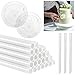 YWQQ 26 Pz Decora Pioli Torte Plastica Bianco, 24cm Barra Tonda Stecche per Torte a Piani,Bastoncini per Torta di Plastica,Motivo Decorativo Crema Raschietto per la Costruzione Torte,Artigianato
