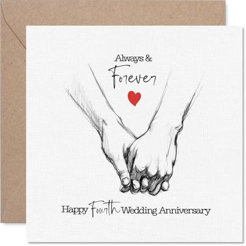 Carte anniversaire romantique 4e année Always & Forever