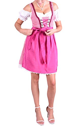 Dirndl Set 3tlg Trachtenkleid 301gt Pink karriert 34