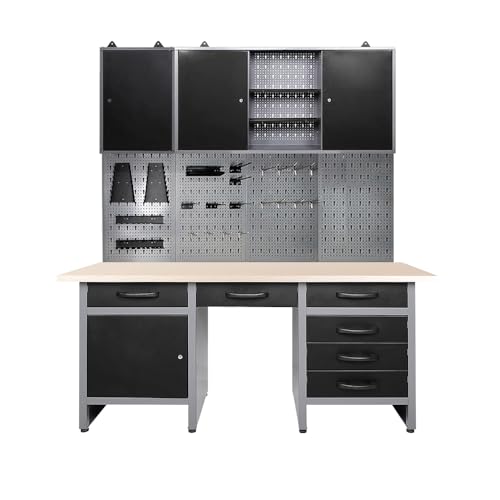 Image of JZD Garage Heavy Duty Cabinet Storage Workbench Set System, for Auto Repair Shops Factory