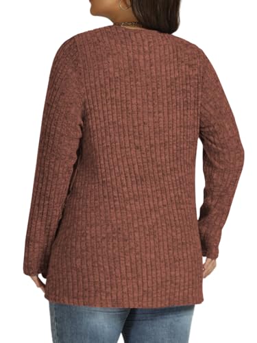 VISLILY Womens-Plus-Size-Tops Trendy Tulip Hem Long Sleeve Shirts Casual Lightweight Knit Sweaters Cute Button Decor Tunics3