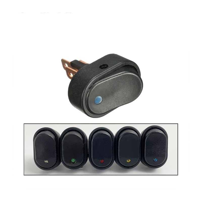 ASW-20D 30A 12VDC Car Boat Auto Push Button On Off with Dot LED Light Illuminated Red Green Blue Yellow Rocker Switch(Yellow Led)