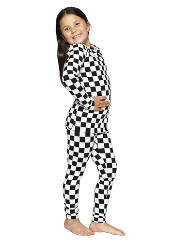 Image of STRETCH IS COMFORT Girls 2 Piece Hoodie Short Sleeve Long Sleeve Crew Neck Top and Leggings Set Kids Thermals Underwear Set