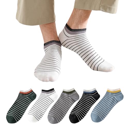 Mottee&Zconia Men’s No Show Socks Low Cut Comfortable Cool Striped Thin Socks for men 10 Pack Size 8-11