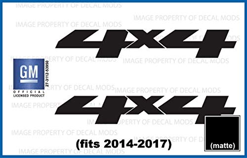 Decal Mods 4x4 Replacement Decal Sticker for Chevy Silverado/GMC Sierra (2014-2017) Bed Side 1500 2500 HD (Set of 2) Black Matte - CBM