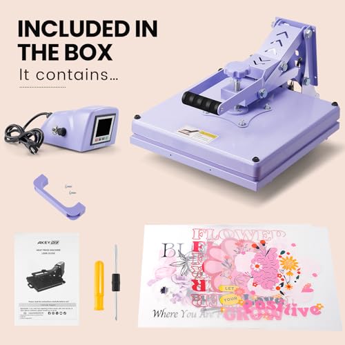Heat Press 15x15 Slide Out, Detachable Heat Press Machine for T-Shirts Professional Distribute Heat Evenly, T-Shirt Press for Sublimation, Heat Transfer Projects (Clamshell Purple) by AKEYDIY - Image 8