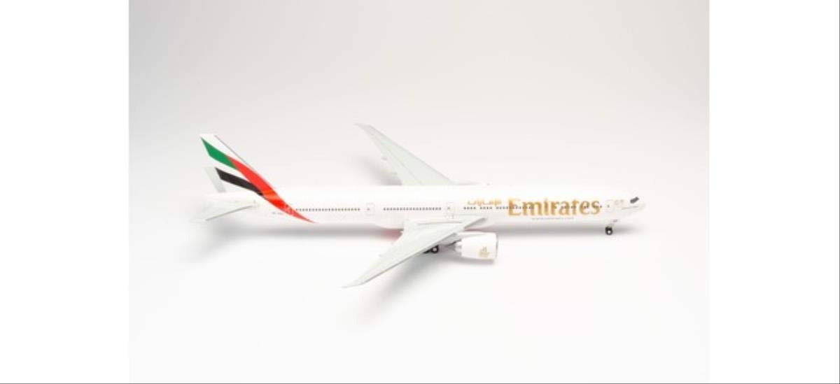 herpa - Emirates Boeing 777-300ER miniaturowy do majsterkowania, kolekcjonowania i jako prezent, wielokolorowy