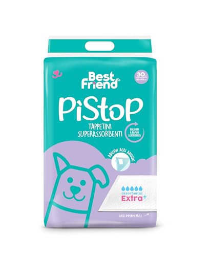 Best Friend PìStoP Extra+ traversine usa e getta. Extra massima assorbenza. Tappetini igienici per cani 60x90cm. Confezione 30 pz Monouso Antistrappo e Antiodore. Cani taglia piccola, media e grande