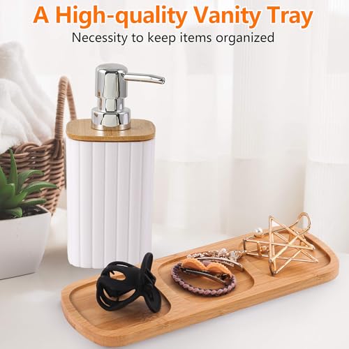 Bathroom Accessory Set,10 Pieces White Bathroom Accessories Set with Trash Can, Tissue Box Cover, Toothbrush Holder, Soap Dispenser, Tumbler, Vanity Tray, Soap Dish, Toilet Brush, Qtip Holder - Image 6