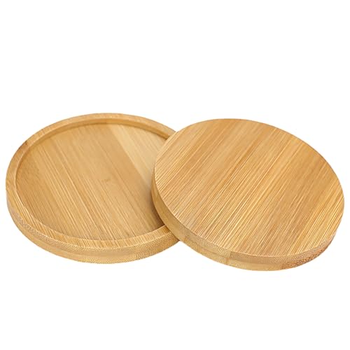 HymoConn 6 Inch Plant Saucer Bamboo Plant Trays for Pots Round