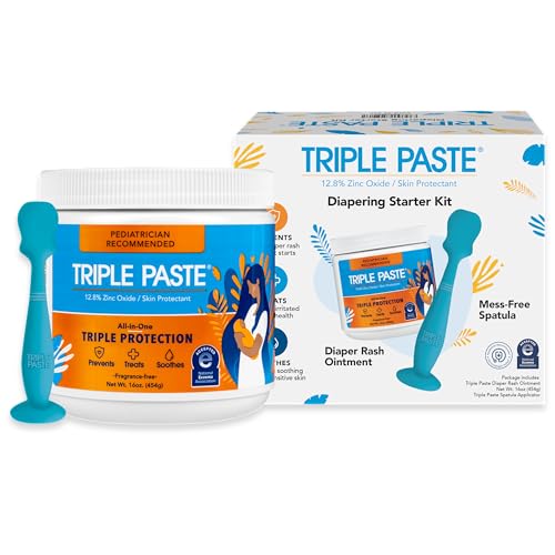 Image of Triple Paste Diaper Rash Cream and Spatula Bundle - 16 oz Zinc Oxide Ointment and Spatula Treatment, Soothe and Prevent Rash with a Pediatrician-Recommended Hypoallergenic Formula