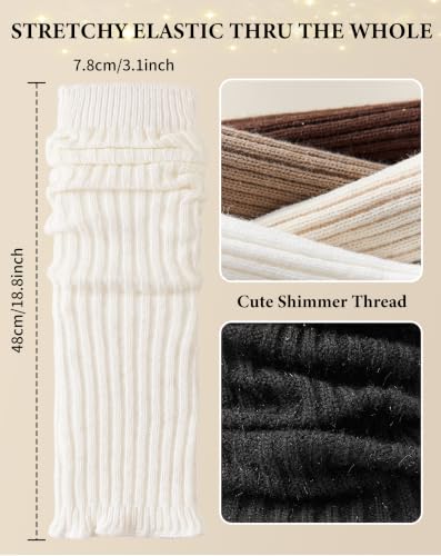 Image of Yawlsow Leg Warmers for Women Girls Y2k Knit Ruffle Leg Warmer Winter 80s with Sequins, Japanese Kawaii Harajuku Accessories