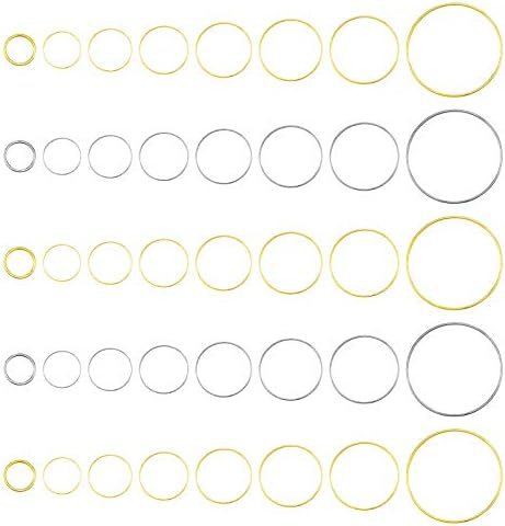 PandaHall 160pcs Golden/Silver Ring Pendants Jewellery Linking Rings 10/12/14/16/18/20/22/30mm Circle Pendants for Earring Necklace Jewellery DIY