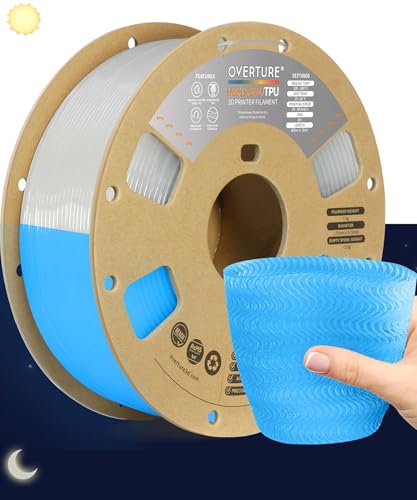 Image of OVERTURE TPU High Speed Filament 1.75mm Flexible Roll, 95A Soft 3D Printer Filament, 1kg Spool (2.2 lbs), Fit Most FDM Printer (HS TPU Luminous Blue)