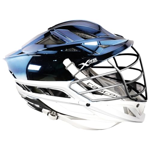 Cascade XRS Pro Lacrosse Helmet Enhanced Vision Superior Comfort & Custom Multi-Color Combos for Adult Players (Metallic Fade Navy/Silver Mask/White Chin)