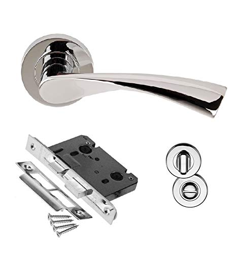 Golden Grace Astrid Twist Bathroom Door Handle, Polished Chrome