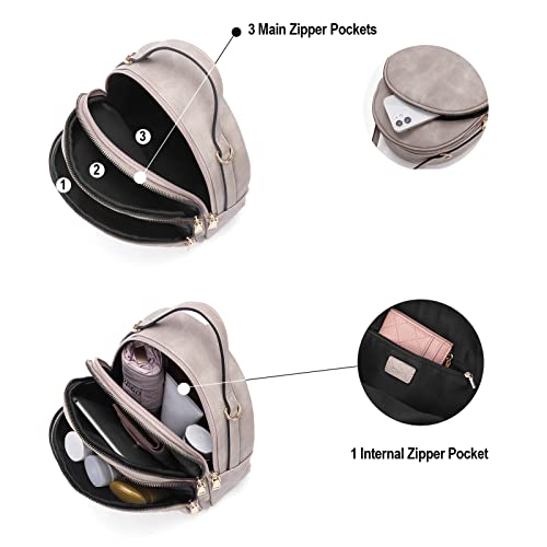 Image of CLUCI Small Backpack Purse for Women Mini Cute Backpack Leather Convertible Fashion Travel Girls Shoulder Bag, Grey