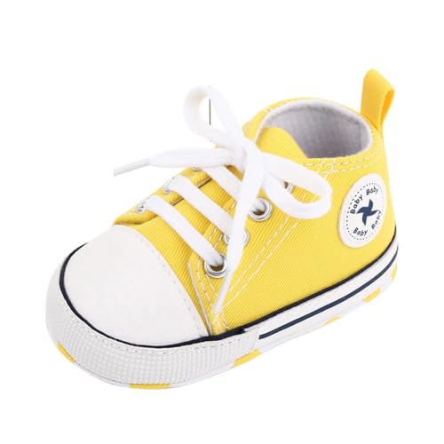 Image of Sekantrol Unisex Baby Girls Boys Shoes Infant Soft Sole Canvas Newborn First Walkers High Top Anti-Slip Sneakers