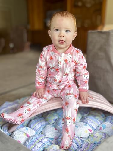 uideazone Baby Girls Footed Pajamas Zip-Front One-Piece Sleeper Non-Slip Footie Cute Pattern Jumpsuit PJs 0-12 Month4