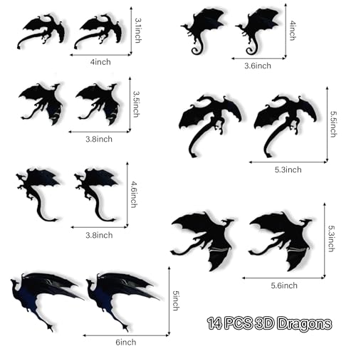 Vinilos Decorativos 3D Dragón PVC Autoadhesivos 14 Piezas miniatura 3