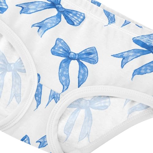 Wusikd Blue Bows Ribbon Girls' Underwear Cotton Girls Briefs Soft Toddler Underwear 2T4