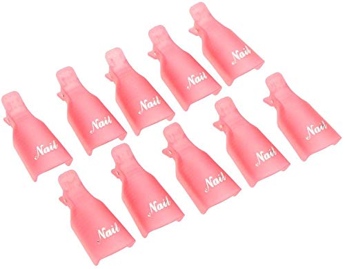 TQWY 10pcs Plastic Acrylic Nail Art Soak Off Clip Cap Uv Gel Polish Remover Wrap Easy to Use Nail Tool (pink)