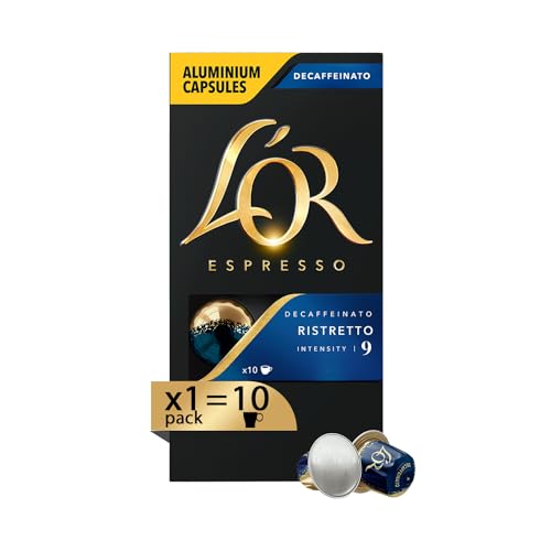 L'OR Cápsulas de Café Ristretto Decaffeinato | Intensidad 9 | 10 Cápsulas Compatibles Nespresso