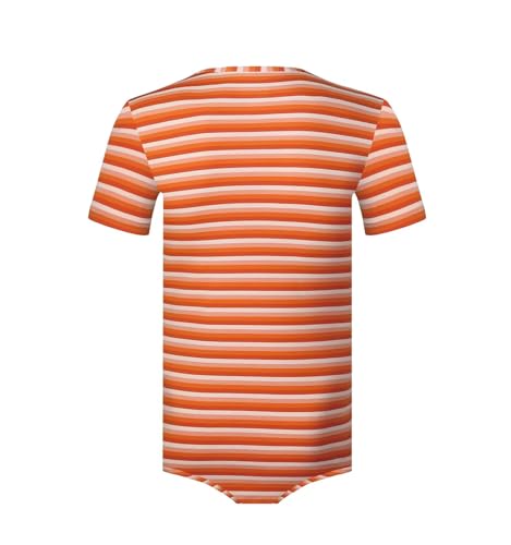 Men's Short Sleeve One Piece Jumpsuit Pajamas Bodysuit Stripe Onesie Print Sleepwear2