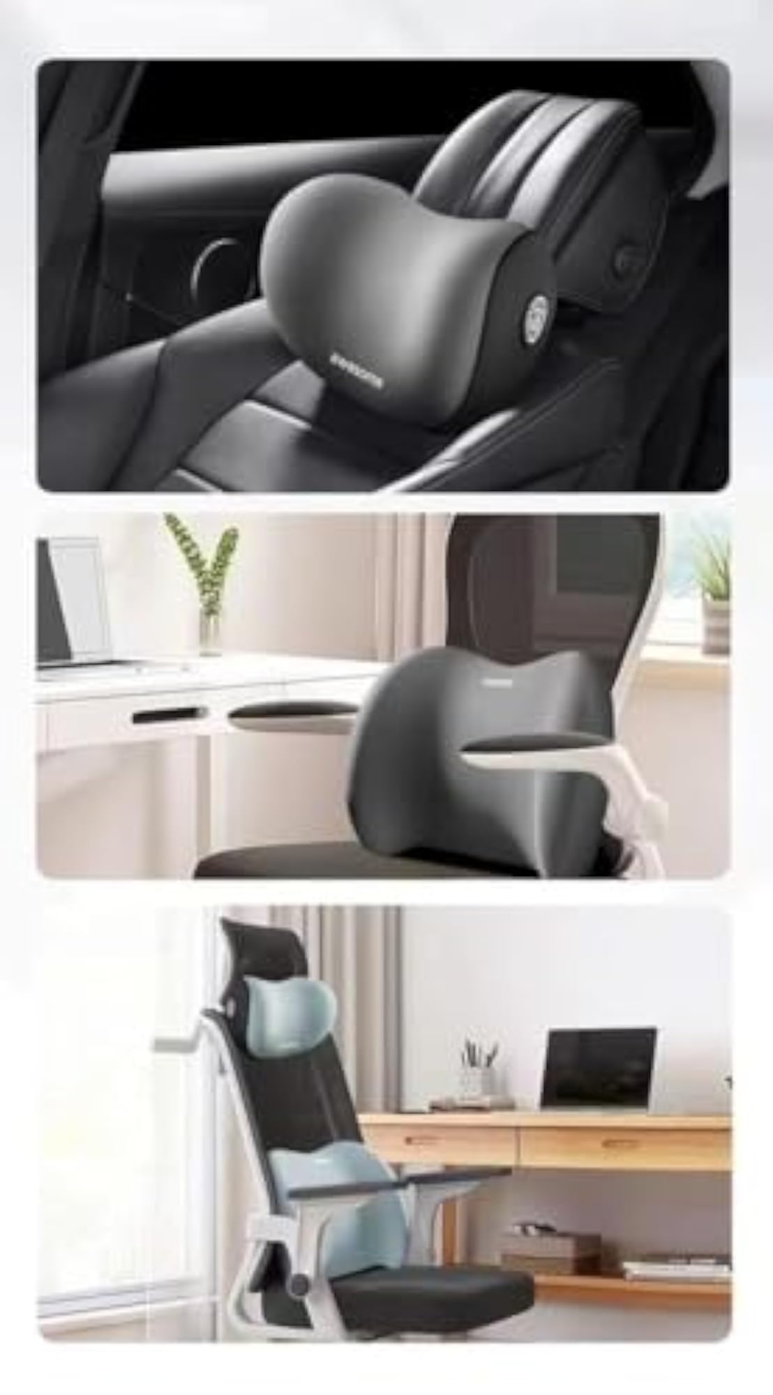 Car Headrest & Lumbar Support Cushion Set