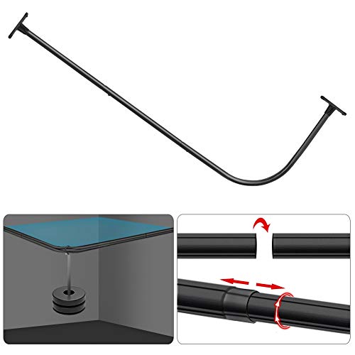 PrettyHome L Shaped Shower Rod Corner Shower Curtain Rods Rustproof Bathroom Shower Curtain