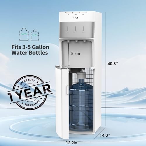 Image of IKT Bottom Load Water Cooler Dispenser 5 Gal Empty Bottle Alert White | Child Safety Lock,Hot /Cold /Room /,Self Clean