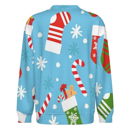 MoBlinko Mens Sweater Christmas Socks Snowflakes Sweaters for Men Crew Neck Sweater for Men Lightweight Pullover3