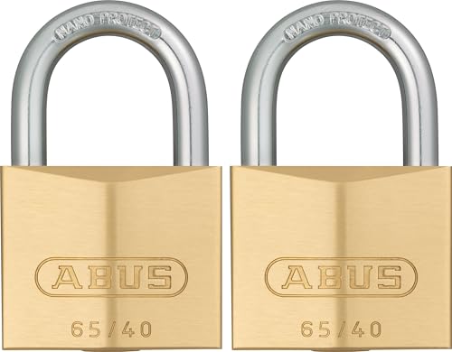 ABUS Vorhängeschloss Messing 65/40 - 2er Set, gleichschließend - Kellerschloss, Spindschloss u. v. m.- Messing-Schlosskörper - gehärteter Stahlbügel - ABUS-Sicherheitslevel 5 ABUS Vorhängeschloss Messing 65/40 - 2er Set, gleichschließend - Kellerschloss, Spindschloss u. v. m.- Messing-Schlosskörper - gehärteter Stahlbügel - ABUS-Sicherheitslevel 5