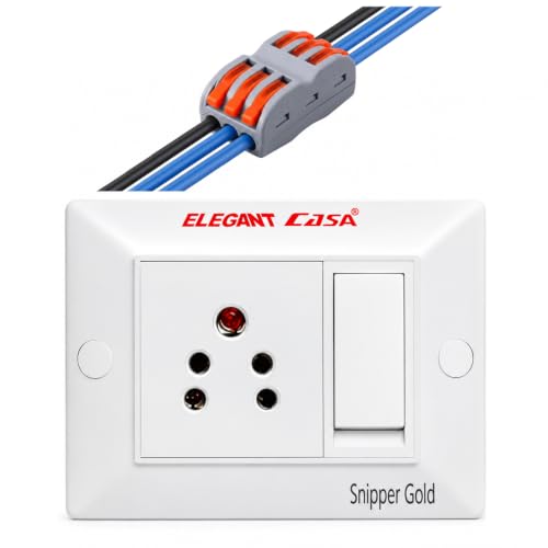 Image of Elegant Casa 6 Amp Electric Extension Board with Cord 1 Socket with Individual Switch Light and Small Appliances with 6 Amp Plug Top 3 Core 1.5 Mm, PTC Connector