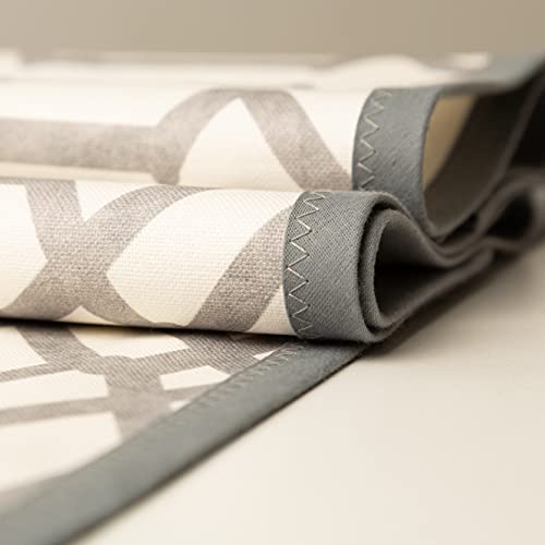 PLACEMATFAB Sets de Table Anti Tache, imperméables et lavables Grèce Gris. Rectangulaire Couleur Gris. Tissu 100% Bio Coton Enduit de résine. Fait Main. 6 unités de 50x35 cm.