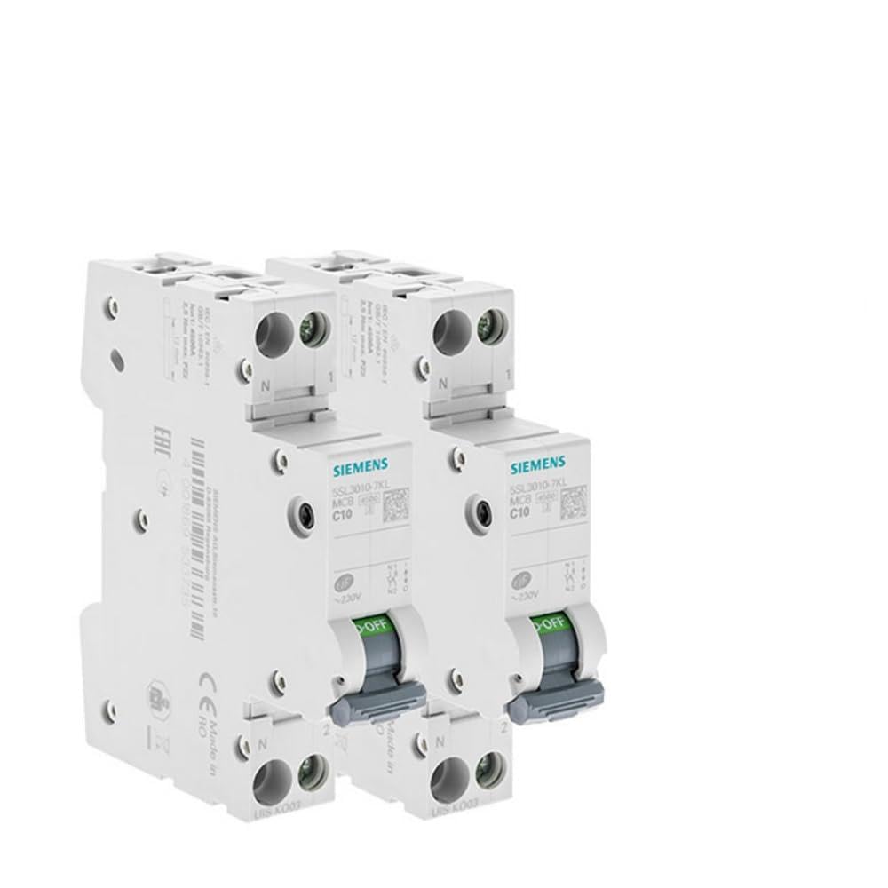 Set of 2 Electric Circuit Breakers Phase + Neutral 10A