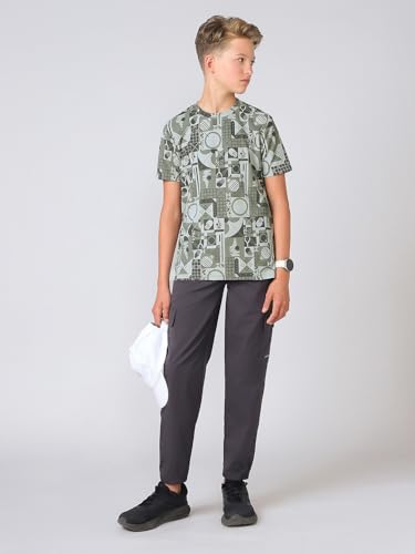 Image of TECHNOSPORT Boys Jacquard Round Neck Slim Fit Sports T Shirt MATPIQ UPF50+ Polyester Regular Sleeve Tshirt for Boys School Outdoor Play Sports Casual