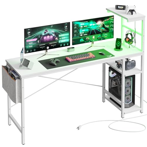 Bestier Gaming Desk Power Outlets, 61 Inch Large Led Gamer