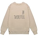 LOOKFACE Women Cute Oversized Sweatshirts Drop Shoulder Sweaters Apricot Small