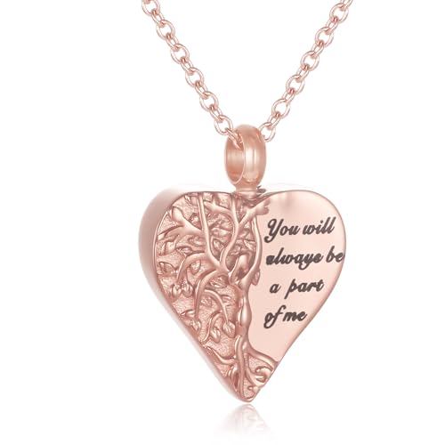 Tree Of Life Urn Necklace For Ashes For Women Girls Mom Stainless Steel Heart Cremation Jewelry For Ashes Of Loved Ones Keepsake Memorial Pendant4