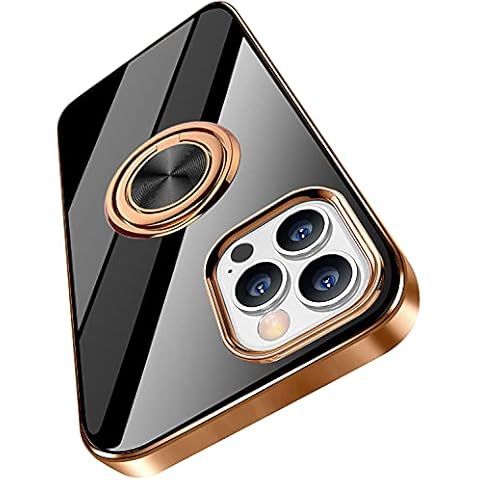ZHIYIWU Compatible with iPhone 13 Pro Max Case 6.7” Slim Thin Silicone Cover with Ring Holder Magnetic Kickstand Shockproof Protective Phone Cases Soft TPU Bumper - Black Cover