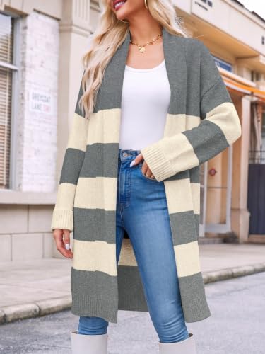 Image of Saodimallsu Womens Long Cardigan Sweaters Chunky Open Front Oversized Slouchy Knit Fall Trendy Coatigan Jackets