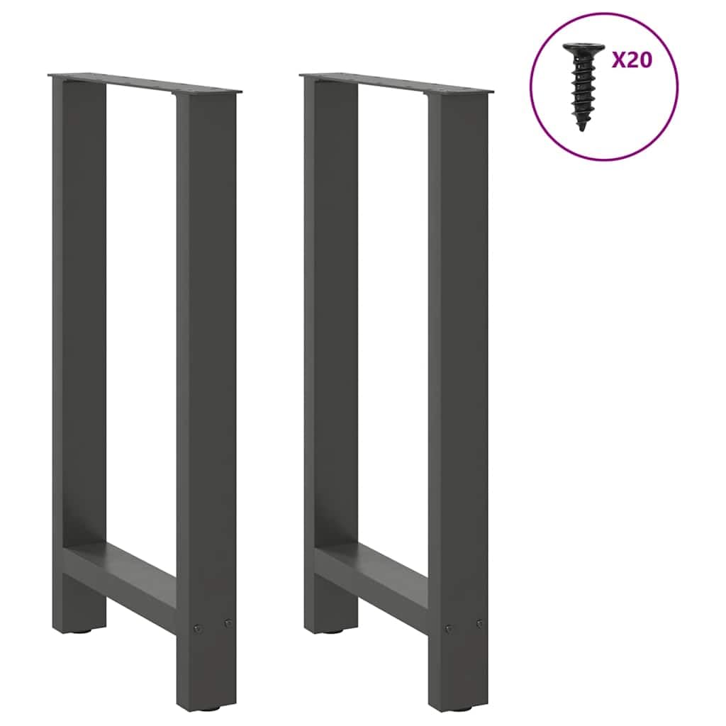 Lot de 2 pieds de table de bar avec revêtement en poudre - 40 x 90 cm - En acier - Avec pieds de nivellement réglables - Forme carrée pour la stabilité - Trous pré-percés et vis pour le