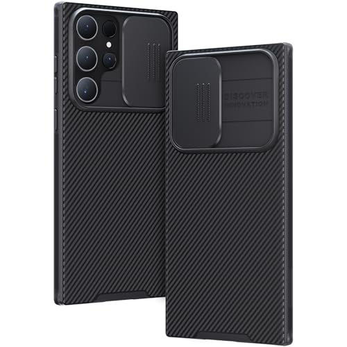 CloudValley Funda Compatible con Samsung Galaxy S23 Ultra 5G 6.8'', con Tapa de Cámara, Resistente a los Impactos, a Prueba de Golpes, Fundas Protectora de Parachoques de PC, Negro