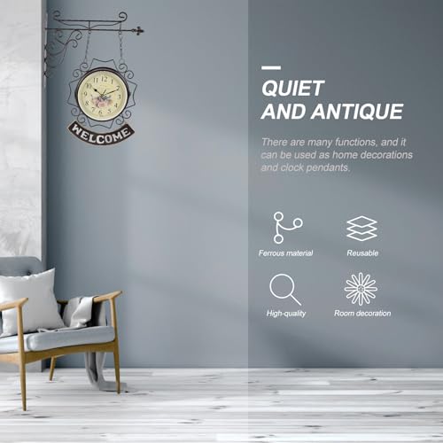 Pendule décorative rétro double face en fer forgé haut de gamme - 8