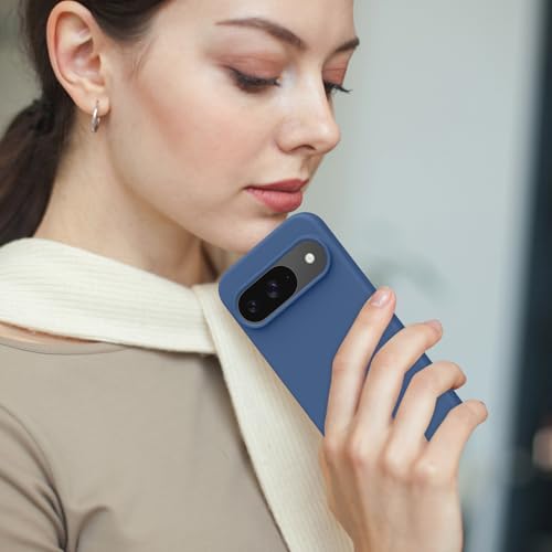 Image of Tobfit Silicone Case for Google Pixel 9 & Google Pixel 9 Pro - Soft Flexible Skin-Friendly Shockproof Protective Matte Cover - Navy Blue