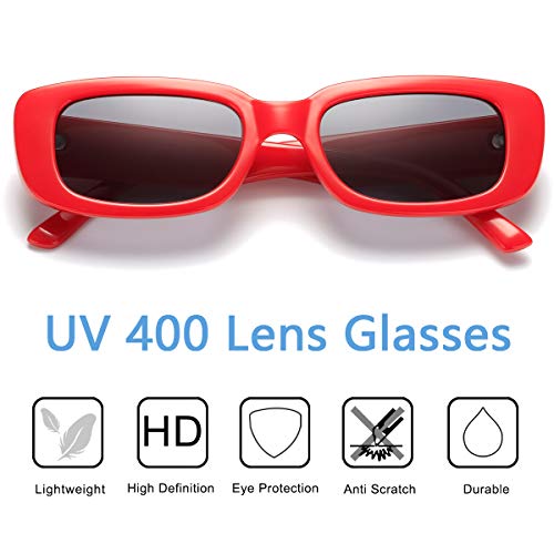 Image of Vintage Rectangle Sunglasses for Women Men 90s Fashion Narrow Square Frame Eyewear UV400 Protection